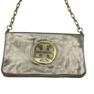Silver Tory Burch Silver Metallic clutch